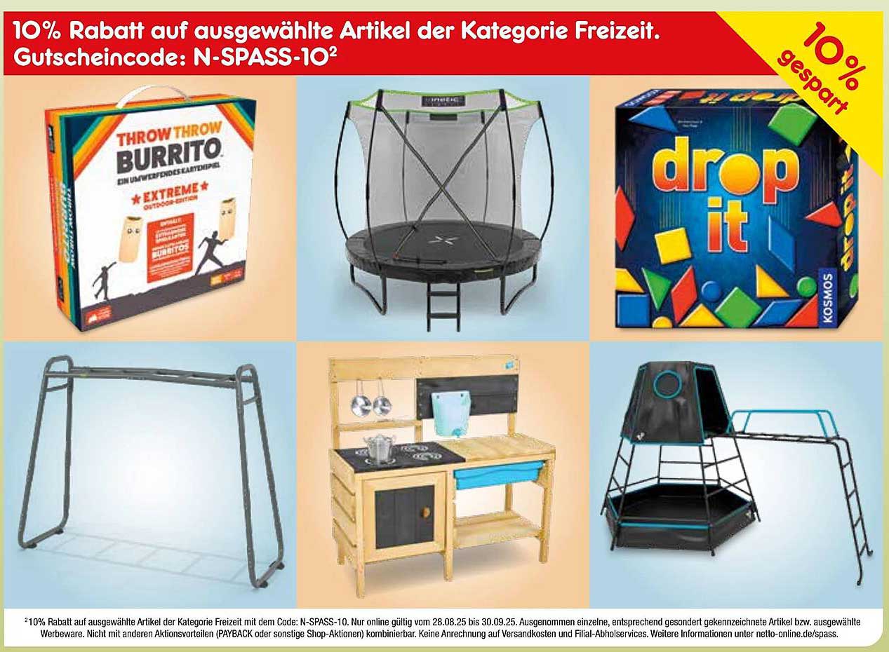 10% Rabatt auf ausgewählte Artikel der Kategorie Freizeit