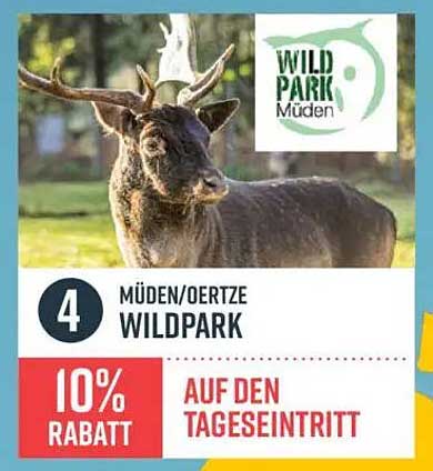 10% Rabatt auf den Tageseintritt im Wildpark Müden/Oertze