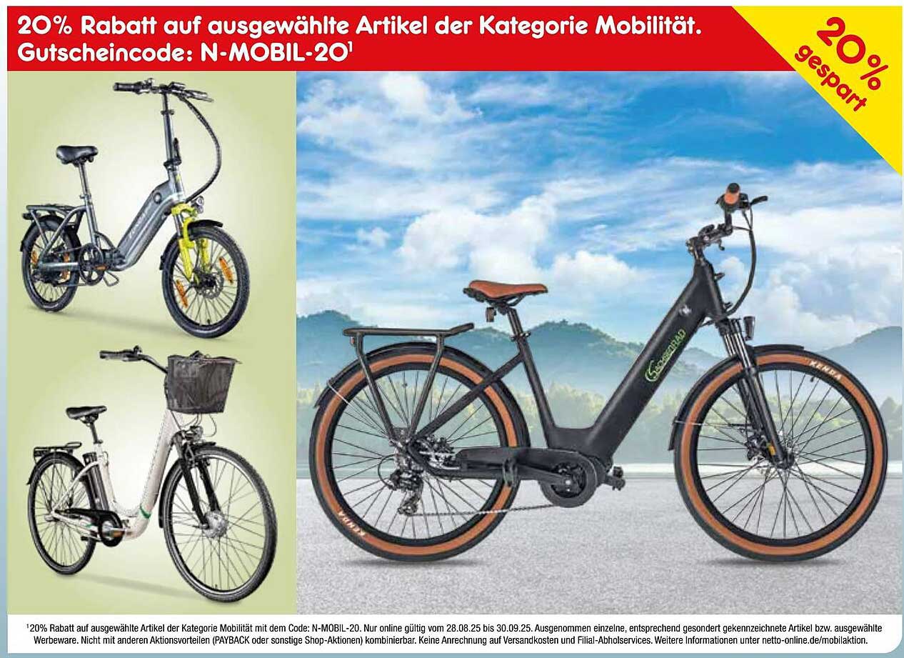 20% Rabatt auf ausgewählte Artikel der Kategorie Mobilität