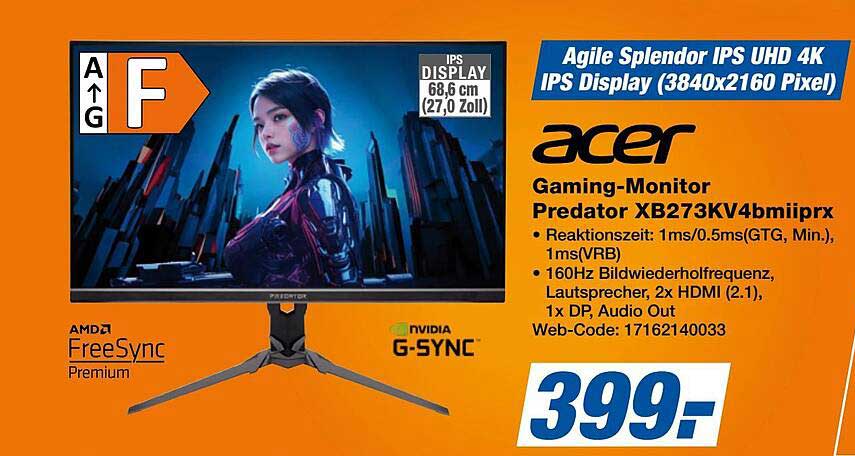 Acer Gaming-Monitor Predator XB273KV4bmiprx - 27 Zoll IPS Display (3840x2160 Pixel)