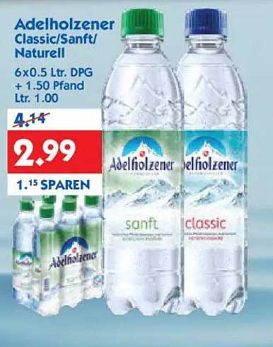 Adelholzener Classic/Sanft/Naturell 6x0.5 Ltr. DPG