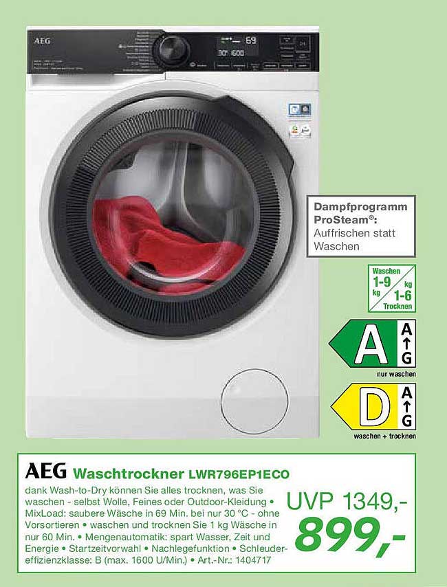 AEG Waschtrockner LWR796EP1ECO