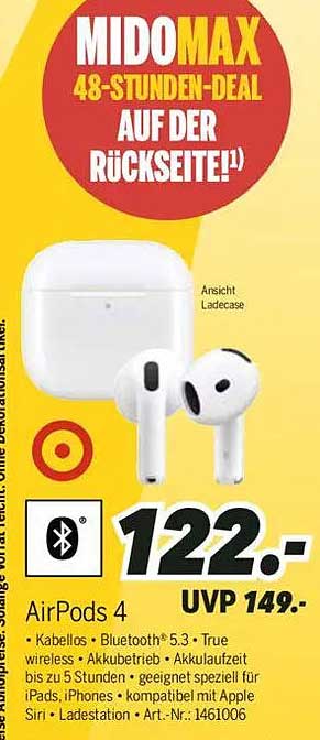 AirPods 4 - 48-Stunden-Deal bei MEDIMAX