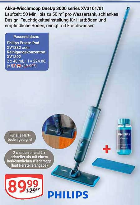 Akku-Wischmopp OneUp 3000 series XV3101/01