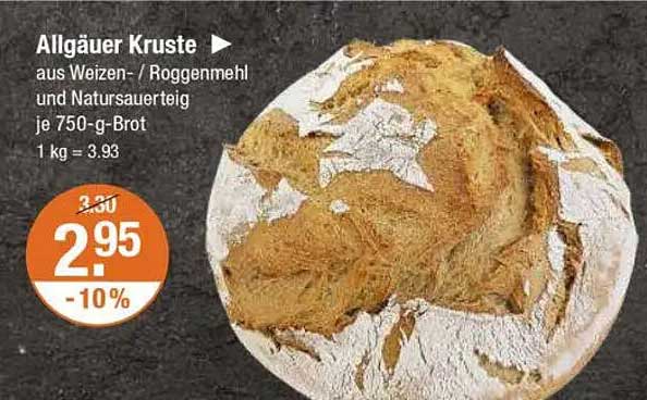 Allgäuer Kruste aus Weizen-/Roggenmehl und Natursauerteig
