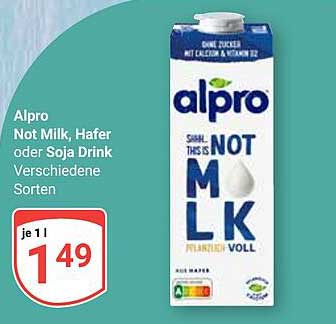 Alpro Not Milk, Hafer oder Soja Drink - Verschiedene Sorten