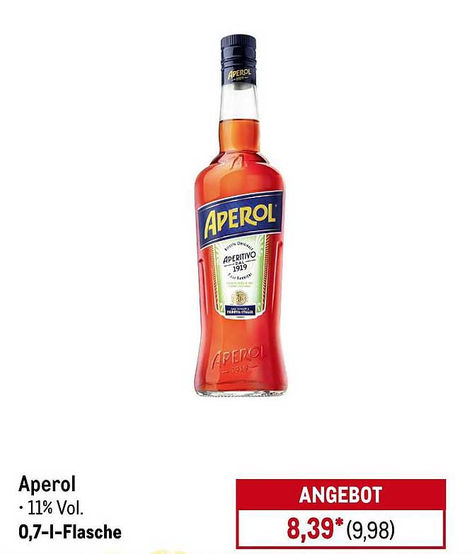Aperol – 11% Vol. – 0,7-l-Flasche