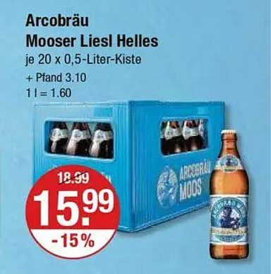 Arcobräu Mooser Liesl Helles 20 x 0,5-Liter-Kiste