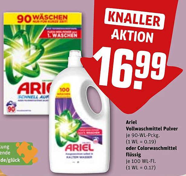 Ariel Vollwaschmittel Pulver oder Colorwaschmittel flüssig