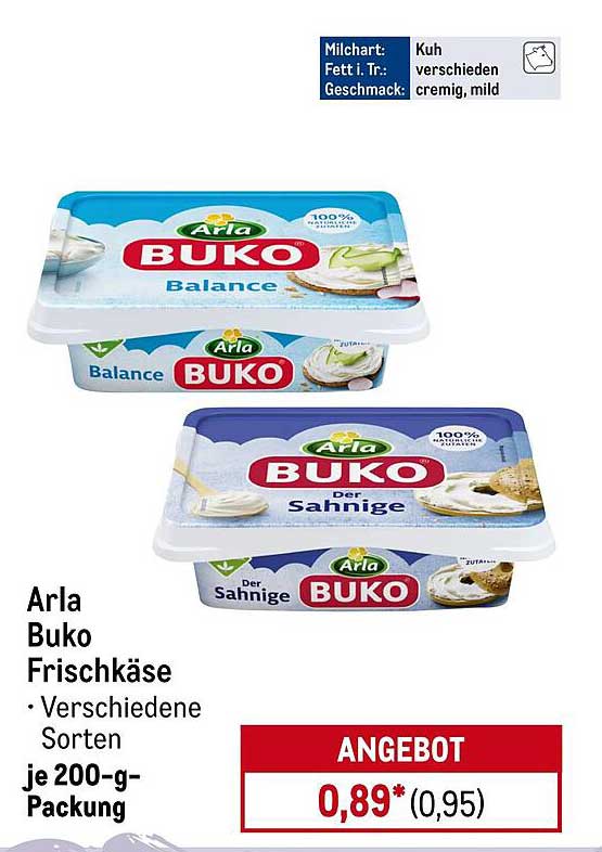 Arla Buko Frischkäse - Verschiedene Sorten je 200-g-Packung