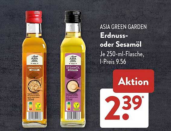 ASIA GREEN GARDEN Erdnuss- oder Sesamöl 250 ml