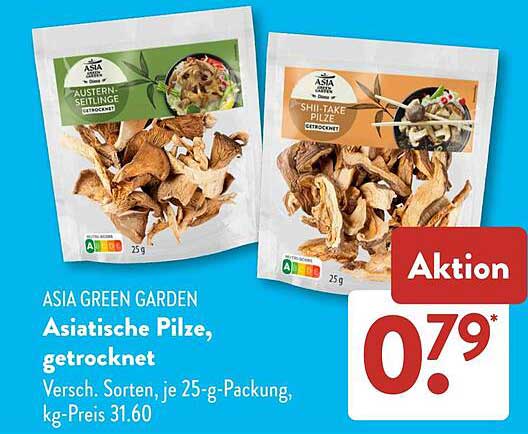 Asiatische Pilze, getrocknet - Verschiedene Sorten, je 25-g-Packung