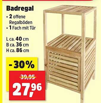 Badregal mit 2 offenen Regalböden und 1 Fach mit Tür