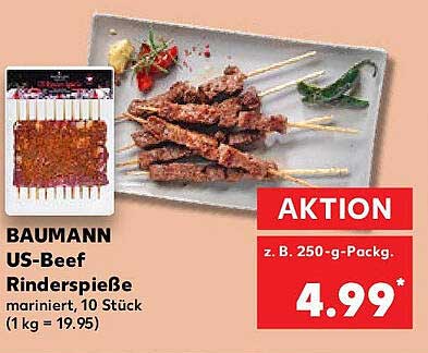 BAUMANN US-Beef Rinderspieße mariniert, 10 Stück