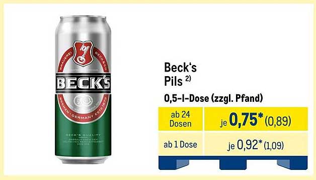 Beck's Pils 0,5 l Dose (zzgl. Pfand)