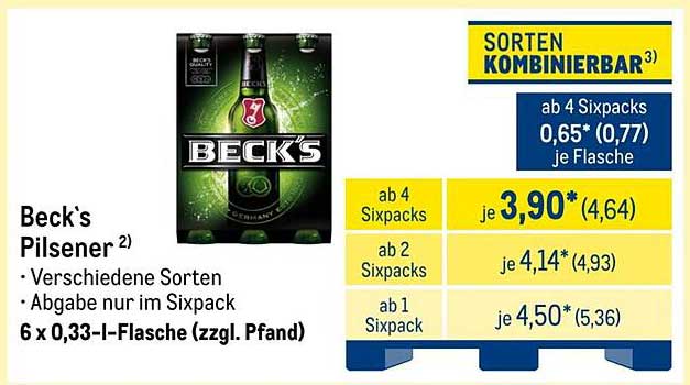 Beck's Pilsener - 6 x 0,33l Flasche (zzgl. Pfand)