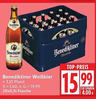 Benediktiner Weißbier 20x0,5l Kasten