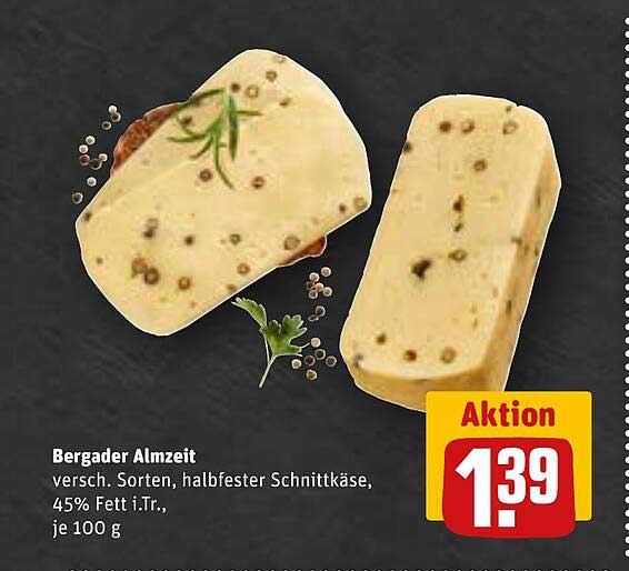 Bergader Almzeit - Halbfester Schnittkäse, 45% Fett i.Tr., je 100 g