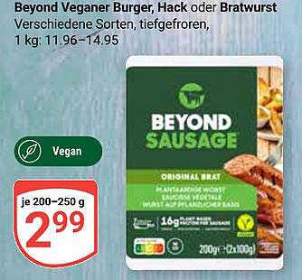Beyond Veganer Burger, Hack oder Bratwurst 200g für 2,99 €