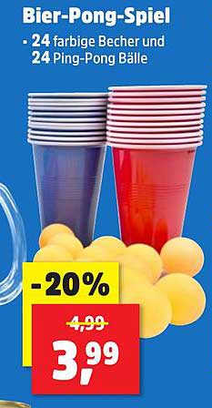 Bier-Pong-Spiel - 24 farbige Becher und 24 Ping-Pong Bälle