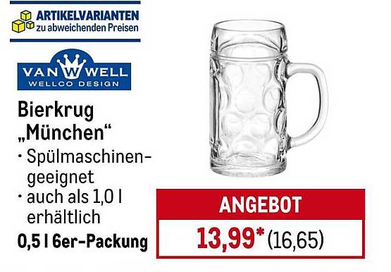 Bierkrug "München" 0,5 l 6er-Packung