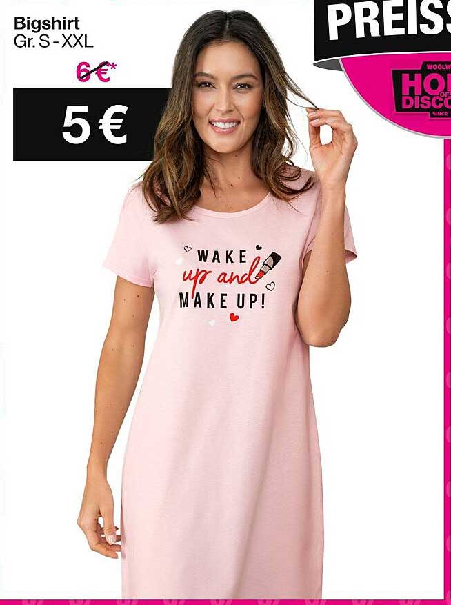 Bigshirt mit Aufdruck - Wake up and MAKE UP!