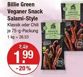Billie Green Veganer Snack Salami-Style - Klassik oder Chili