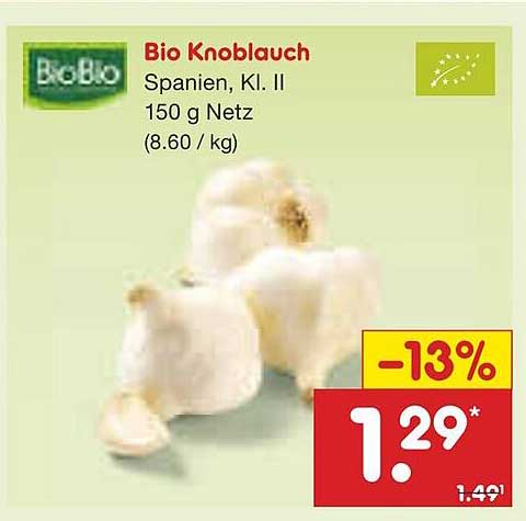 Bio Knoblauch 150 g Netz aus Spanien