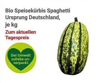 Bio Speisekürbis Spaghetti Ursprung Deutschland, je kg