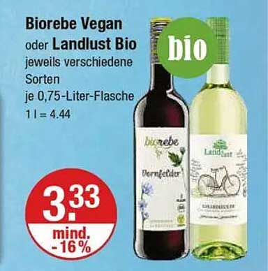 Biorebe Vegan oder Landlust Bio - 0,75-Liter-Flasche
