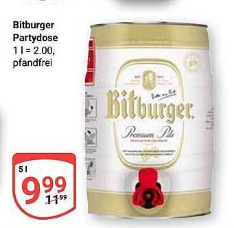Bitburger Party- und Premium Pils, 5 l Party-Dose