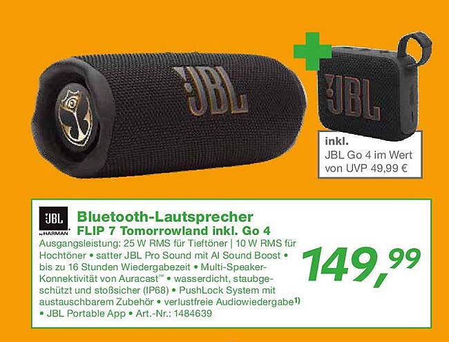 Bluetooth-Lautsprecher FLIP 7 Tomorrowland inkl. Go 4