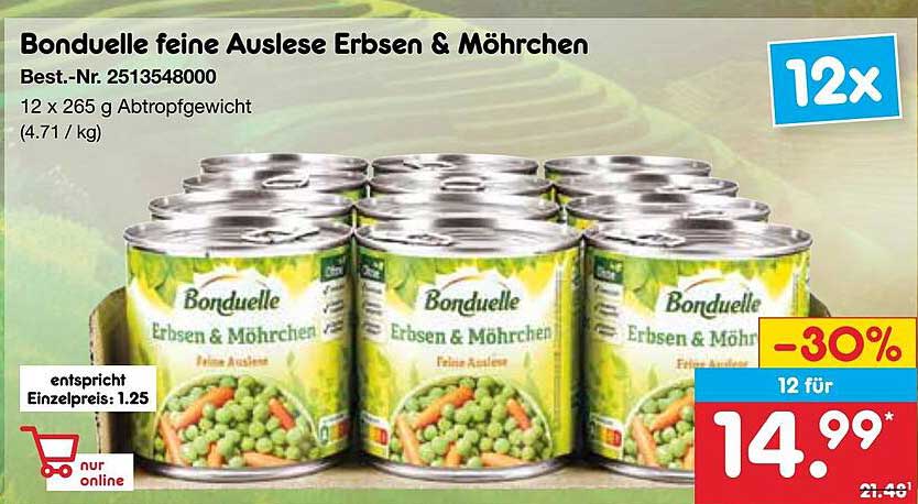 Bonduelle feine Auslese Erbsen & Möhrchen 12 x 265 g