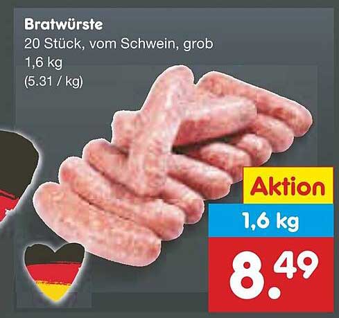 Bratwürste 20 Stück, vom Schwein, grob