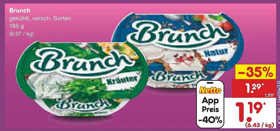 Brunch gekühlt, verschiedene Sorten, 185 g