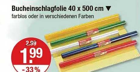 Bucheinschlagfolie 40 x 500 cm - farblos oder in verschiedenen Farben