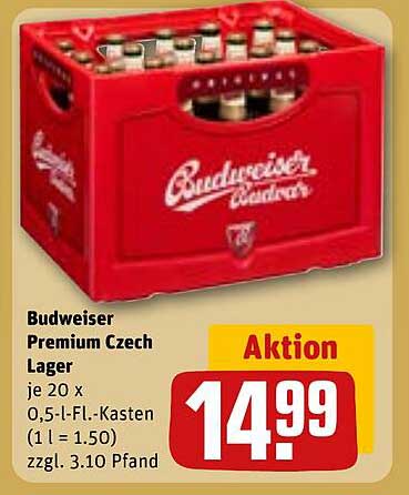 Budweiser Premium Czech Lager – 20 x 0,5 l Kasten