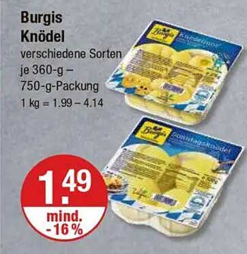 Burgis Knödel - verschiedene Sorten, 750-g-Packung