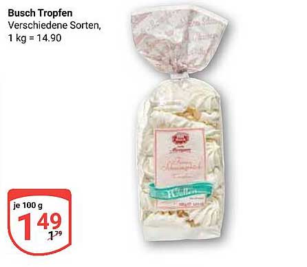 Busch Tropfen verschiedene Sorten, 1 kg = 14,90