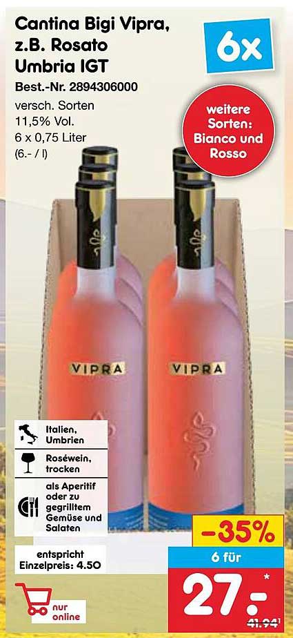 Cantina Bigi Vipra, z.B. Rosato Umbria IGT - 6 Flaschen