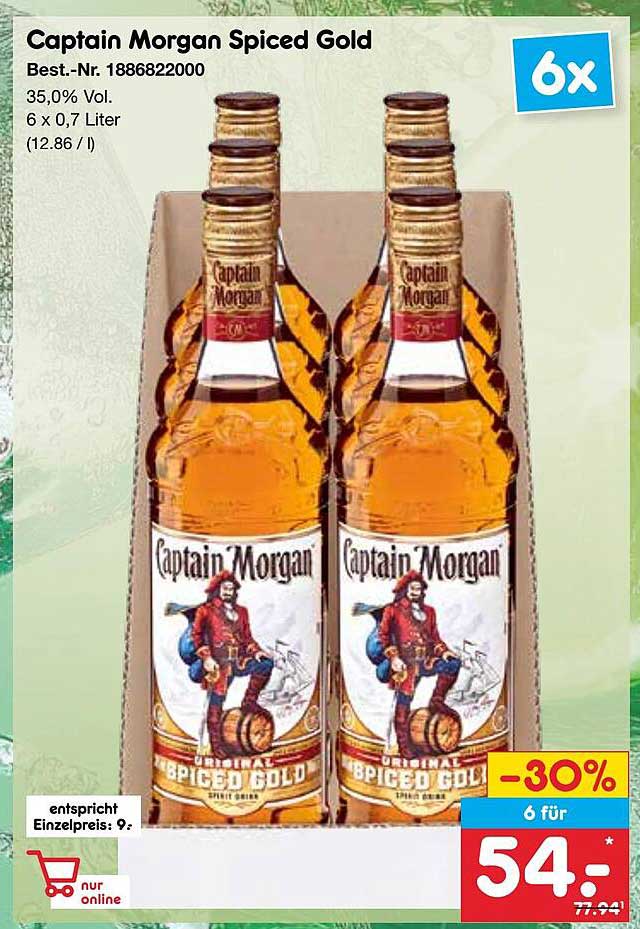 Captain Morgan Spiced Gold 6 x 0,7 Liter