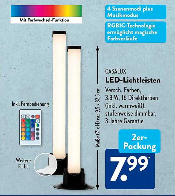 CASALUX LED-Lichtleisten 2er-Packung