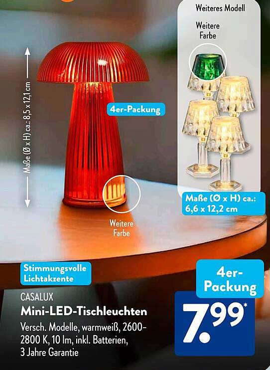 CASALUX Mini-LED-Tischleuchten 4er-Packung