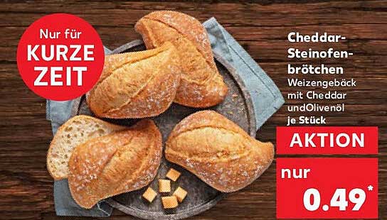 Cheddar-Steinofenbrötchen Weizengebäck mit Cheddar und Olivenöl je Stück