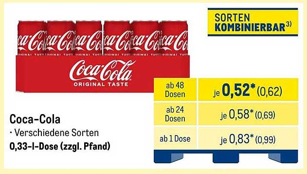 Coca-Cola 0,33 l Dose - Verschiedene Sorten