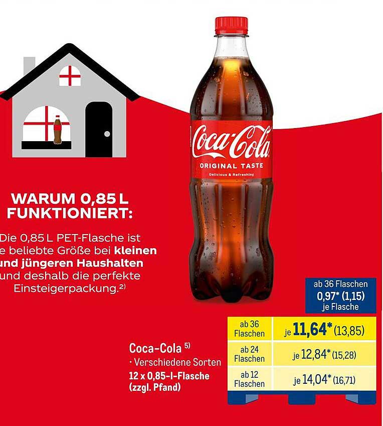 Coca-Cola 0,85 l PET-Flasche - 12er Pack