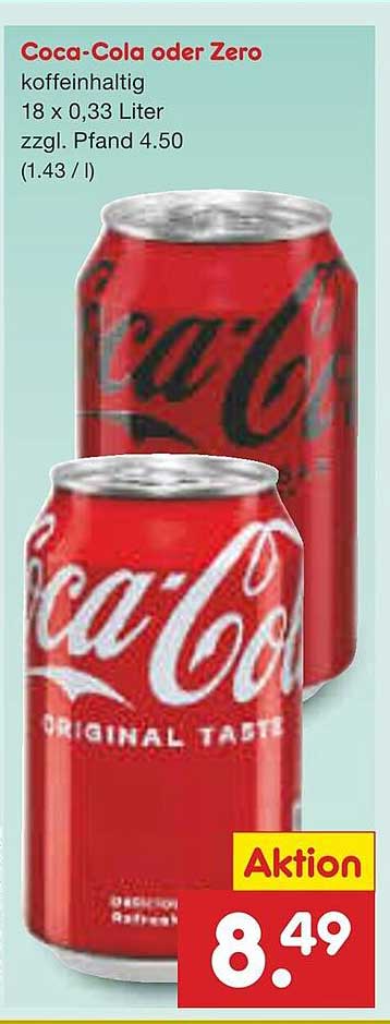 Coca-Cola oder Zero - 18 x 0,33 Liter