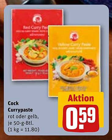 Cock Currypaste rot oder gelb, je 50-g-Btl.