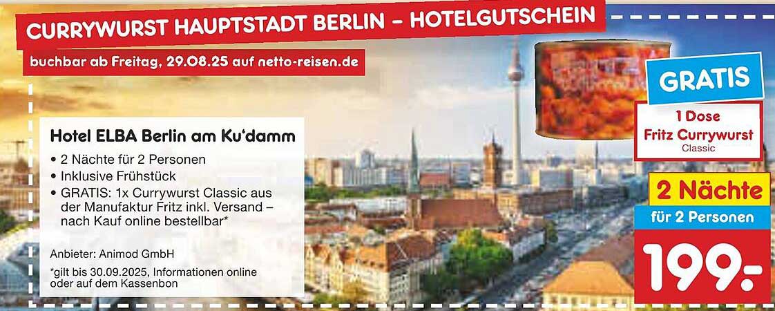 Currywurst Hauptstadt Berlin - Hotelgutschein