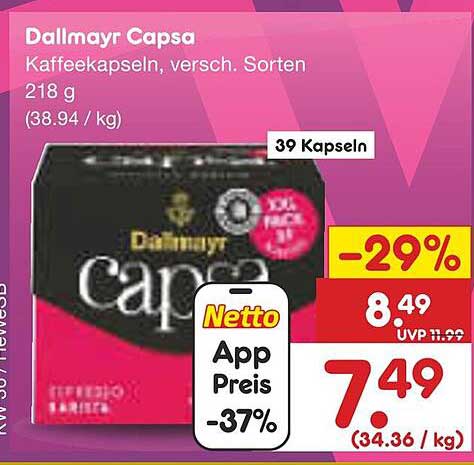 Dallmayr Capsa Kaffeekapseln, versch. Sorten 218 g